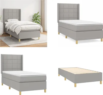 Produktbild von vidaXL Boxspringbett mit Matratze Hellgrau 90x190 cm Stoff - Boxspringbett - Boxspringbetten - Bett - Schlafzimmermöbel