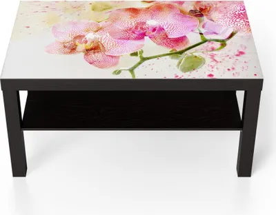 Produktbild von DEQORI Couchtisch 90x55 cm Schwarz 'Orchideenflüstern' Glas Beistelltisch Glastisch modern