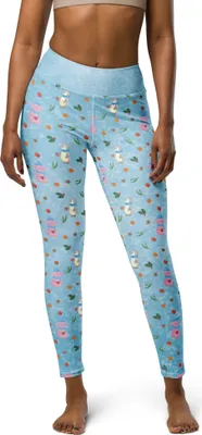 Produktbild von Mr. & Mrs. Panda Yoga-Leggins Schwein Glühwein Größe S - Eisblau - Geschenk, Punsch, Sport-Leggings, Tights, Weihnachtsmarkt, Glühschwein, Trainingshose, Damen Sporthose