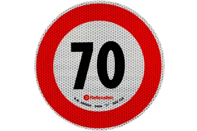 Produktbild von LAMPA Accessories Reflektierender Aufkleber 70 km/h, 200 mm Warnschild Klasse 2 für LKW-Anhänger, Busse und Arbeitsmaschinen