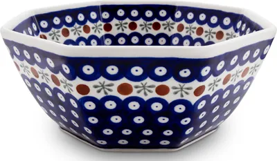 Produktbild von Original Bunzlauer Keramik 1,6 Liter Salatschüssel Servierschale Beilagenschüssel 8-Eckig [Form 5] Ø23,0 cm, H 9,4 cm, Design 41