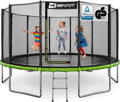 Image de Hop-Sport Trampoline de Jardin pour enfants 427 cm (14ft), Kit complet avec Filet de Sécurité Extérieur, Échelle, Robuste et Stable Max. 150 kg