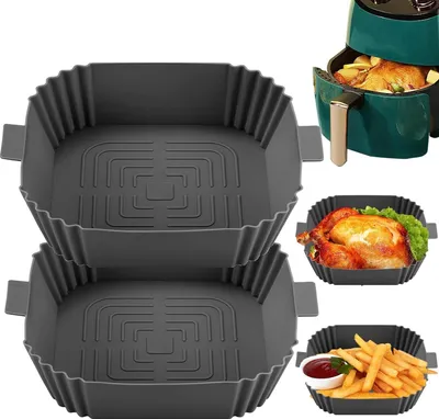 Produktbild von Silikon Backform für Heißluftfritteuse-Backpapier Für Heißluftfritteuse Zuschnitte,Silikonform Für Heißluftfritteuse Airfryer Zubehör Silikonbackformen（Grau）