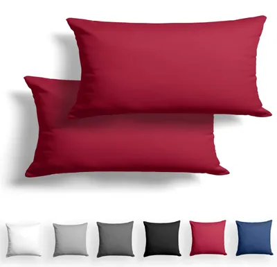 Produktbild von Set mit 2 Mako-Satin-Kissenbezügen (40 x 80 cm) – 100 % Baumwolle mit Reißverschluss, superweicher Kissenbezug (40 x 80 cm),  Standard , rot, nur Kissenbezug
