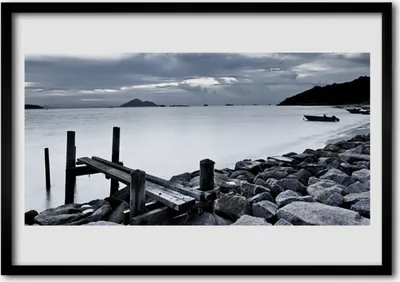 Produktbild von Bild 100x70 MDF-Rahmen Wandkunst Strand-Steine ​​Landschaft