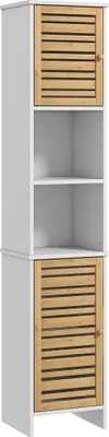 Image de HOMCOM Meuble Colonne Rangement Salle de Bain Armoire de Toilette bicolore 2 placards avec étagère réglable + 2 niches dim. 35L x 30l x 170H cm blanc