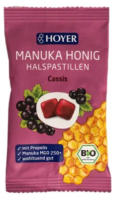 Obrázok produktu pre Manukový med - Cassis pastilky na hrdlo 30g