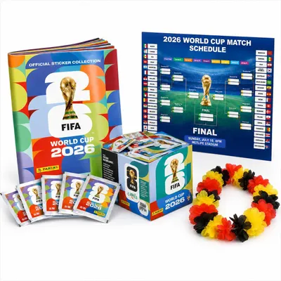 Obrázok produktu pre WM 2026 XXL Sammelset inkl. Panini Stickeralbum und Stickern, Spielplan sowie Deutschland Blumenkette (10 Tüten / 70 Sticker)