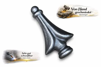 Produktbild von Zaunspitze aus Eisen für Schmiedeeisen Gartenzaun uvm. 80 x 45 mm