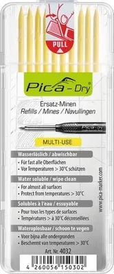 Produktbild von Pica Dry Ersatzminen Etui, wasserlöslich, 10 Minen gelb