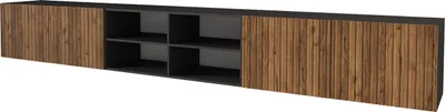 Produktbild von ALTDECOR TV-Schrank KITO-W mit Gefrästen Fronten 3x100x40x40 Lowboard hängend, TV Möbel, TV Cabinet, Fernsehtisch, Fernsehschrank, TV Kommode, TV Tisch, TV Sideboard, TV Board - Schwarz / Katania