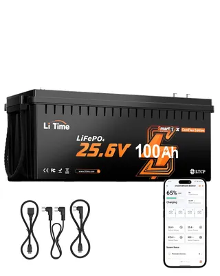 Image de LiFePO4 Batterie LiTime 24V 100Ah Smart ComFlex compatible Bluetooth et Victron