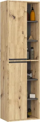 Obrázek produktu pro Závěsná koupelnová skříň MARLION - dub artisan / šedá