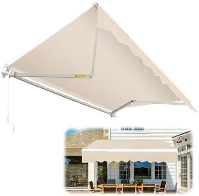 Image de Parasol en aluminium pour terrasse ou balcon, beige, 350 x 300 cm