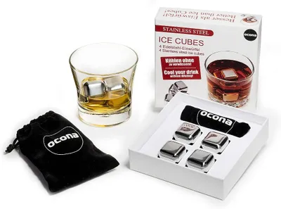 Produktbild von ocona Whisky Steine, Ice Cubes, Wiederverwendbare Edelstahl Eiswürfel, Würfel