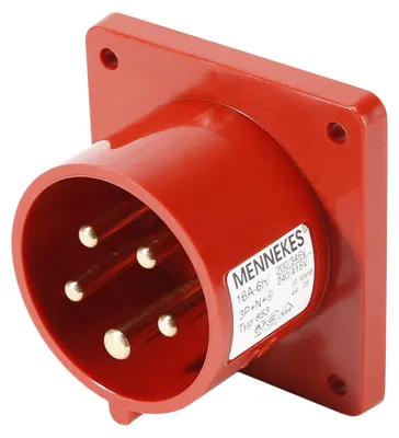 Produktbild von Mennekes CEE, 5-pol , Kunststoff-, Schraubkontakt-Einbaustecker, vernickelte(r) Kontakt(e), gerade, max. 2,5 mm², rot
