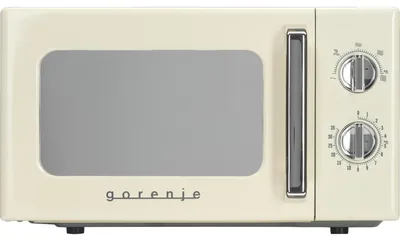 Image de Gorenje MO20E1HRL Four à micro-ondes rétro, 5 niveaux de puissance, 700 watts, 20 l de volume, porte vitrée, beige