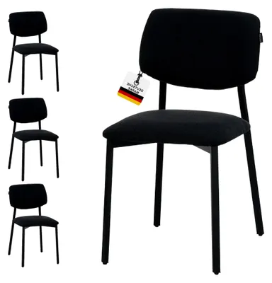 Produktbild von Designstuhl A21 – 4er Set gepolsterte Esszimmerstühle mit Stoffbezug, moderner Küchenstuhl mit Rückenlehne – Schwarz