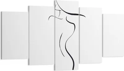 Produktbild von Bild auf Leinwand - Leinwandbild - 5 Teile - Minimalismus Frau Hut - 160x85cm - Wand Bild - Wanddeko - Wandbilder - Leinwanddruck - Bilder - Wanddekoration - Leinwand bilder - Wandbild - EA160x85-4908