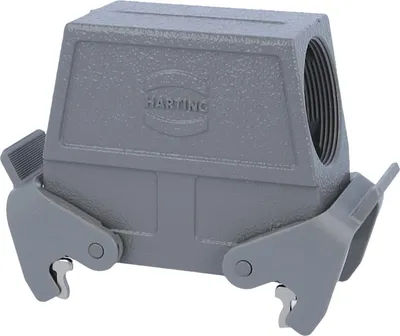 Produktbild von HARTING Han 16B Tüllengehäuse hoch, 1xM40 seitlicher Kabelabgang, mit 2 Querbügeln Verschraubung M40 Klemmbereich