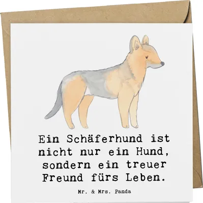 Produktbild von Mr. & Mrs. Panda Grußkarte Schäferhund Freund - Weiß - Geschenk, Hunderasse, doppelkarte, Hunderassen Pflege, Hütehund, anlasskarte, Glückwunschkarte, Klappkarte, Bindung