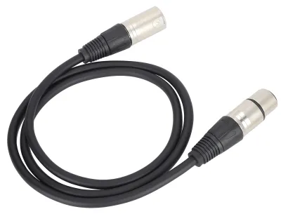 Zdjęcie produktu dla Kabel mikrofonowy, 3-pinowy, złącze XLR (wtyk do gniazda), symetryczny, do nagrań studyjnych i nagłośnienia na żywo, czarny, 1 metr