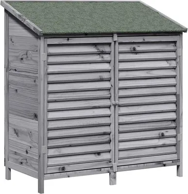 Imagen del producto de Caseta de jardín de madera, color gris, 106 x 56 x 113,5 cm. Armario para herramientas