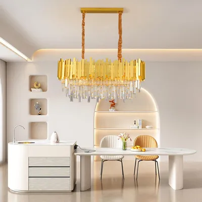 Produktbild von RRBEST Modern Kronleuchter Kristall Leuchte,Luxus Hängeleuchte Kristall Lampe,Quadratischen Kronleuchte,10xE14 Lichter für Esszimmer, Küche, Wohnzimme