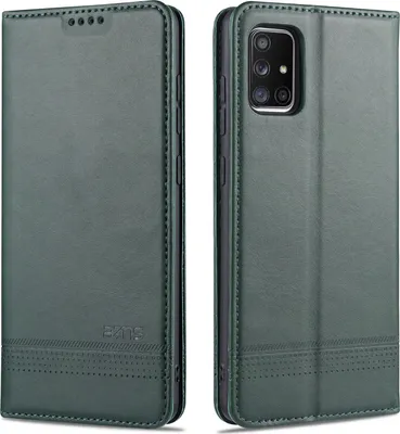 Produktbild von LaimTop LederHülle für Samsung A71, Klapphüllen Brieftasche Magnetverschluss Ständer Schutzhülle für Samsung Galaxy A71 Grün