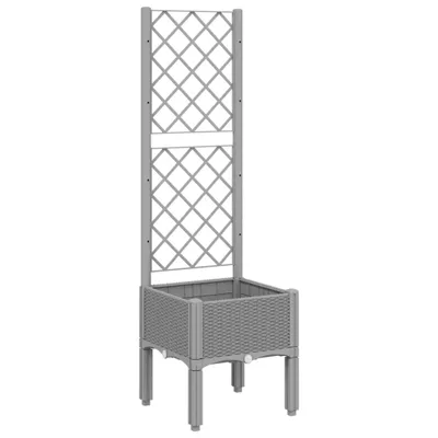Obrázek produktu pro Zahradní truhlík s treláží světle šedý 40 x 40 x 142 cm PP