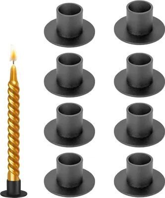 Produktbild von 8 Stück Kerzenständer Schwarz, Metall Kerzenhalter Für Stabkerzen, Moderne Tischdekoration Für Wohnzimmer, Esszimmer Und Hochzeit (Schwarze)
