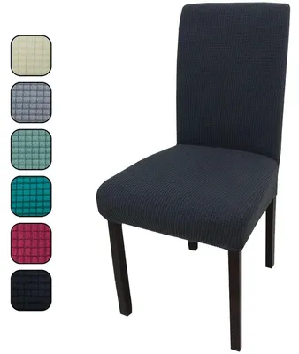 Obrázok produktu pre Sada 6 ochranných návlekov Jacquard, elastické, odnímateľné, umývateľné, čierne, vhodné do jedálne alebo na bankety