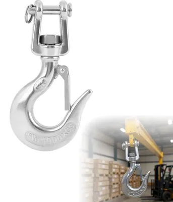 Edelstahl-Haken mit Riegel, 1000 kg, drehbar, für Hebearbeiten