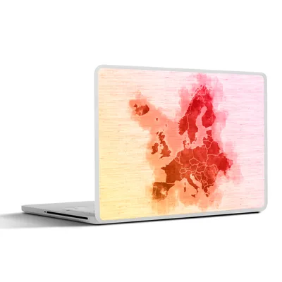 Produktbild von MuchoWow® Laptop Aufkleber Sticker Cover Karte von Europa - Aquarell - Rot 30x21 cm - Sticker für Laptop - Selbstklebend