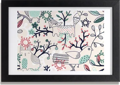 Produktbild von Bild 30x20 MDF-Rahmen, Wandkunst Tiere und Blumen