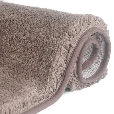 Produktbild von Omgoods – Rutschfeste Badmatte aus Mikrofaser, hochflorig, 80x150 cm, braun