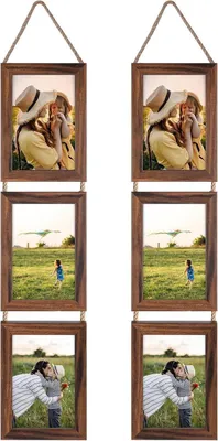 Produktbild von EYMPEU 10x15 Collage Dreifach Bilderrahmen Set Braun Rustikal Wanddekoration