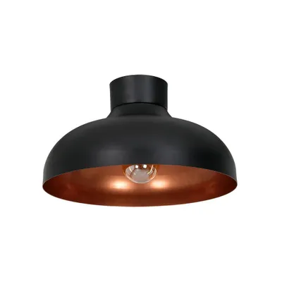 Image de Plafonnier Loft abat-jour noir avec intérieur cuivre Basca 1xE27 15W Luminex