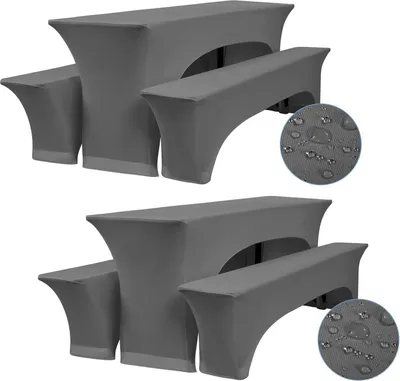 Produktbild von 2er-Set Elastische Biertischhussen Dunkelgrau Wasserdicht 220x50x70cm