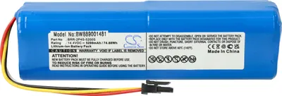 Produktbild von vhbw Akku kompatibel mit Roborock S65, S5 Max, S5, S552, Q7 Max+, S50, S51, S55, S552-00, Q7 Max, S6, 1C, S60 Saugroboter (5200 mAh, 14,4 V, Li-Ion)