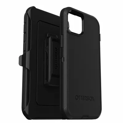 Produktbild von OtterBox Defender Tasche (Halfter) Apple iPhone 15 Plus, iPhone 14 Plus Smartphone - Schwarz - Polycarbonat, Synthetischer Gummi Körper - Sturzsicher, Abriebfest, Schmutzabweisend, Stoßfest, Stoßdämpfend, Staubfest - Halfter - 172 mm Höhe x 96,5 mm Breite x 33 mm Tiefe - 1.0 Paket