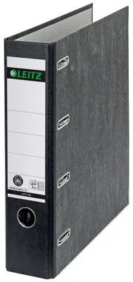 Produktbild von Leitz Standard-Doppelordner mit zwei Mechaniken, 2 x A5, Karton, Schwarz, Strukturierte Oberfläche, 1000 Blätter, 80 g/m²