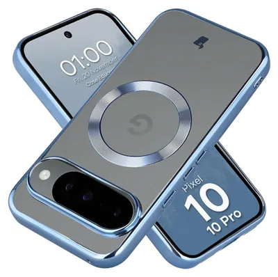 Produktbild von Handyhülle mit Magnetring für Google Pixel 10 / 10 Pro, Bizon Case EduardO, Transparent-Blau