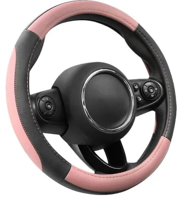 Obrázok produktu pre Univerzálne poťahy na volant, mikrovlákno, koženka, priemer 37-38 cm, ružová a čierna, okrúhly tvar