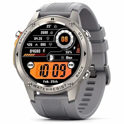 GPS Smartwatch Herren,Edelstahl Gehäuse, 5ATM Wasserdicht,  Bluetooth anrufen，Fitnessuhr mit 1,43" Display,Android- und iOS-kompatible Smartwatch