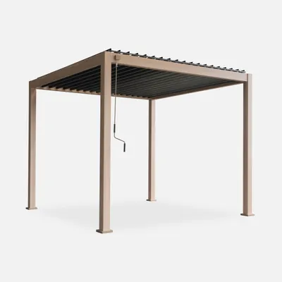 Produktbild von sweeek - Bioklimatische Pergola mit Lamellendach Triomphe 3x3m V2 - Holzfarben
