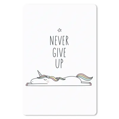 Produktbild von MuchoWow® Mauspad Mousepad Einhorn - Kinder - Zitate - Niemals aufgeben - Mädchen 18x27 cm - Mousepads - Maus Mat - Pad - Mausunterlage