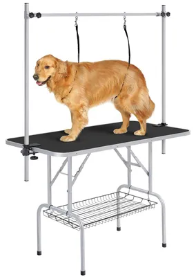 Produktbild von Höhenverstellbarer Hundesalon Tisch mit 2 Galgen - Hundepflege Tisch 118 x 60 cm