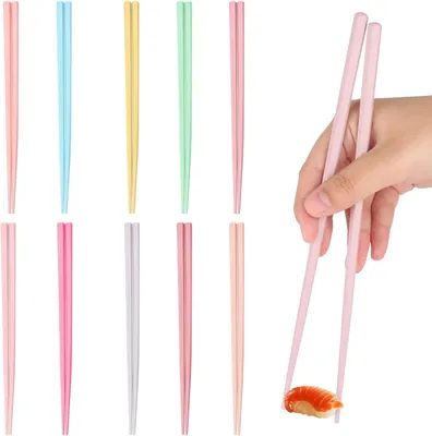 Produktbild von Essstäbchen 10 Paar, bunt, 23 cm, wiederverwendbar, rutschfest, spülmaschinenfest, für Zuhause