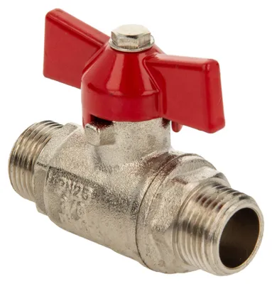 Produktbild von tecuro Kugelhahn, beidseitig Außengewinde G 3/8 Zoll (DN 10) Flügelgriff, Messing vernickelt